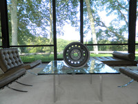  Adam McEwen's "Chocked Rim" adorns the Philip Johnson "Glass House" in New Canaan, Connecticut. Photo courtesy of Steve Bergsman. 