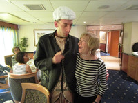  Waiters on the MS Aria dress up in costumes prior to a night out in Vienna. Photo courtesy of Victor Block. 