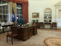 The Oval Office at the Ronald Reagan Presidential Library in Simi Valley, California, looks exactly as the real one did at the White House. Photo courtesy of Kitty Morse.