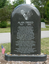 Alan Freed, the disc jockey who coined the term "rock 'n' roll," is buried at Lakeview Cemetery in Cleveland, Ohio. Photo courtesy of Steve Bergsman.