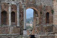 The Greek Theater constructed in the third century B.C. is a highlight of a trip to Taormina, Sicily, Italy. Photo courtesy of Candyce H. Stapen.