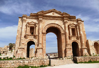  The Arch of Hadrian welcomes visitors to ancient Gerash in Jordan and celebrates the Italian emperor's visit there in the winter of 129-130. Photo courtesy of Phil Allen. 