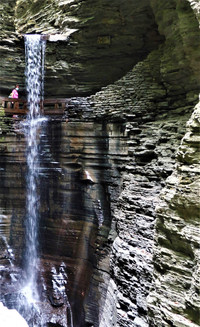  A visitor views a waterfall at Watkins Glen State Park in upstate New York. Photo courtesy of Victor Block. 