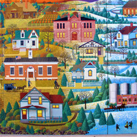  The mural "Seasons of Littleton" by artist Michelle Lamb at the light rail station in Littleton, Colorado, depicts local buildings during the 19th and early 20th centuries. Photo courtesy of Victor Block. 