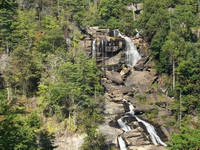 Whitewater Falls on the border of North Carolina and South Carolina in the Blue Ridge Mountains can be conveniently reached by way of a wooden staircase. Photo courtesy of Bill Neely.