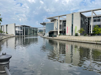 The river Spree runs past German Parliament office buildings in Berlin. Photo courtesy of Lesley Sauls Frederikson.