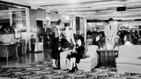 Guests gather in the lobby of Imig Manor in San Diego, California, during its 1940s heyday. Photo courtesy of the Lafayette Hotel Archive.
