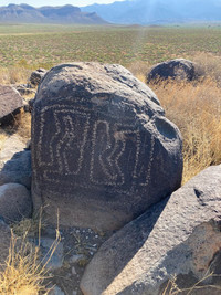  Some of the ancient petroglyphs at the Three Rivers Petroglyph Site in Tularosa, New Mexico, defy archaeologists' interpretation. Photo courtesy of Bill Neely. 