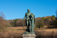 A statue of George Washington at the Valley Forge National Historical Park in King of Prussia, Pennsylvania, recalls the first president's time there during the Revolutionary War. Photo courtesy of Brian Hartnett/Dreamstime.com.