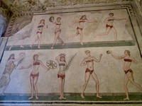  Mosaics depicting acrobats can be seen at Villa Romana del Casale, near Piazza Armerina, Sicily. Photo courtesy of Barbara Selwitz. 