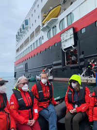 Passengers from the Hurtigruten MS Maud wait in a Zodiac RIB to go for an outing. Photo courtesy of Carl H. Larsen.