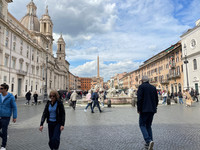  Rome's Piazza Navona was regularly flooded in summer months to create a splashy diversion for overheated Romans in the 1700s. Photo courtesy of Lesley Frederikson. 