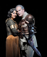  Amina Edris and Gerald Finley played the title roles in John Adams' production of "Antony and Cleopatra" at the San Francisco Opera. Photo courtesy of the San Francisco Opera. 