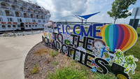 A colorful sign welcomes visitors to the Quad Cities of Rock Island and Moline, Illinois, and Davenport and Bettendorf, Iowa. Photo courtesy of Jim Farber.