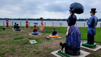  Characters reminiscent of Georges Seurat's "A Sunday Afternoon on the Island of La Grande Jatte" overlook the Mississippi River in Davenport, Iowa. Photo courtesy of Jim Farber. 
