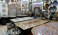  Pieces for sale at a pottery facility in Fes, Morocco, range from tables and pots to fountains and menorahs. Photo courtesy of Phil Allen. 