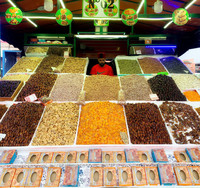  A vendor sells his wares at the marketplace inside Djemaa El Fna, the square at the heart of Marrakech. Photo courtesy of Phil Allen. 