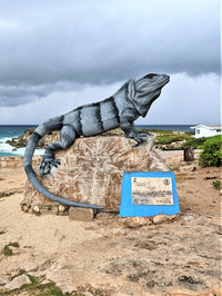 A monument on Mexico's Isla Mujeres pays tribute to the indigenous iguana that thrives and roams freely here and throughout Central America. Photo courtesy of Athena Lucero.