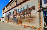  A mural in Toppenish, Washington, celebrates a treaty that still guarantees hunting and fishing rights to Native Americans in the Yakima tribes. Photo courtesy of Jim Farber. 