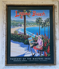  A tableaux of vintage travel posters opened the 2022 Pageant of the Masters theatrical travelogue, "Wonderful World," in Laguna Beach, California. Photo courtesy of Athena Lucero. 