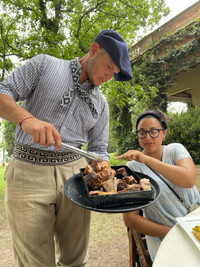 . Traditional gauchos serve a variety of roasted meats after a horseback ride on an estancia in Argentina. Photo courtesy of Lesley Frederikson.