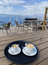In Italy's Dolomite Mountains it is possible to have coffee on top of the world. Photo courtesy of Margot Black.