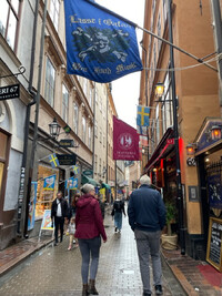  Narrow cobbled streets make up the old-town neighborhood of Gamla Stan in Stockholm, Sweden. Photo courtesy of Lesley Frederikson. 