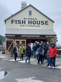 Cruise passengers enjoy a visit to the Alaska Fish House in Ketchikan, Alaska. Photo courtesy of Sharon Whitley Larsen.