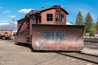 An antique snow plow car at the Nevada Northern Railway Museum shows how tracks were once maintained in the wintertime. Photo courtesy of Terence Mendoza/Dreamstime.com.
