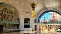 A creation of Dale Chihuly graces the courthouse in Tacoma, Washington — formerly its Union Station. Photo courtesy of Jim Farber.