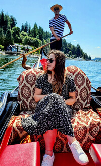  A gondolier plies the waters of Gig Harbor, Washington. Photo courtesy of Jim Farber. 