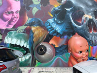 A mural by Hiero Vago in Miami's Wynwood Arts District features a nipple-headed baby. Photo courtesy of Candyce Stapen.