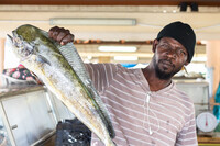  A fisherman shows off his catch at a market in a village in Barbados. Photo courtesy of Rpianoshow/Dreamstime.com. 