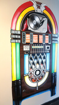  This mural of a jukebox at Jack's Diner in Hollywood, Florida, recalls diners from bygone days. Photo courtesy of Victor Block. 