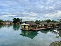  Overwater bungalows called bures at the Koro Sun in Vanua Levu, Fiji, allow visitors to fall asleep to the sounds of nature. Photo courtesy of Margot Black. 