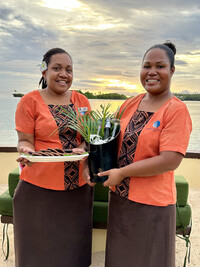 . The staff at the Koro Sun on Vanua Levu, Fiji, make visitors feel welcome. Photo courtesy of Margot Black. 