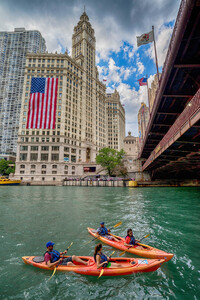 One tour in Chicago, Illinois, allows visitors to kayak through downtown. Photo courtesy of Anderm/Dreamstime.com. 