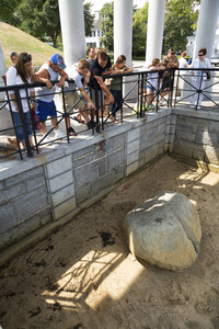  People who come to see Plymouth Rock in Plymouth, Massachusetts, are often surprised at how small it is. Photo courtesy of Marcos Souza/Dreamstime.com. 