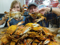 The author and his wife enjoy a crab dinner in Talbot County, Maryland. Photo courtesy of Ann Morse.