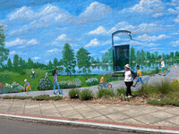 . "Clinton Canopy" by Janette Marvin welcomes visitors to Clinton, South Carolina. Photo courtesy of Bill Neely. 