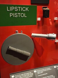 As an exhibit at the International Spy Museum in Washington, D.C., illustrates, even lipstick can be disguised as a weapon. Photo courtesy of Bill Neely. 