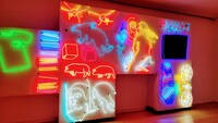 Robert Rauschenberg's neon "Green Shirt" is the star of "Plugged In: Art and Electric Light" currently on display at the Norton Simon Art Museum in Pasadena, California. Photo courtesy of Jim Farber.