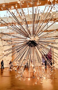  Josiah McElheny's elegant "Island Universe" at the Los Angeles County Museum of Art consists of large star-burst light sculptures. Photo courtesy of Jim Farber. 
