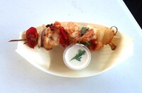 The annual lobster fest on Anegada in the British Virgin Islands enables visitors to try lobster dishes such as this kebab. Photo courtesy of Victor Block.