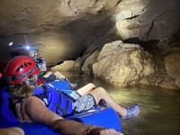  Intrepid explorers float on an underwater lazy river in St. Herman's jungle cave at Blue Hole National Park in Belize. Photo courtesy of Lesley Frederikson. 