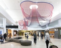 At San Francisco International Airport, "Every Beating Second" by Janet Echelman is among the large-scale work commissions by artists of local, national and international acclaim. Photo courtesy of SFO Museum.
