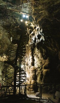 This spiral staircase takes visitors to Calaveras County, California, into the heart of the Moaning Caverns Adventure Park. Photo courtesy of Perry Montoya.