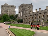  Guards march at England's Windsor Castle following an evensong service in St. George's Chapel. Photo courtesy of Sharon Whitley Larsen. 