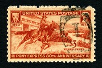 A U.S. postage stamp celebrated the 80th anniversary of the Pony Express in 1940. Photo courtesy of Chris Dorney/Dreamstime.com.