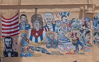  A banner adorns a wall in an area of Miami, Florida, where Cuban immigrants have their homes. Photo courtesy of Victor Block. 